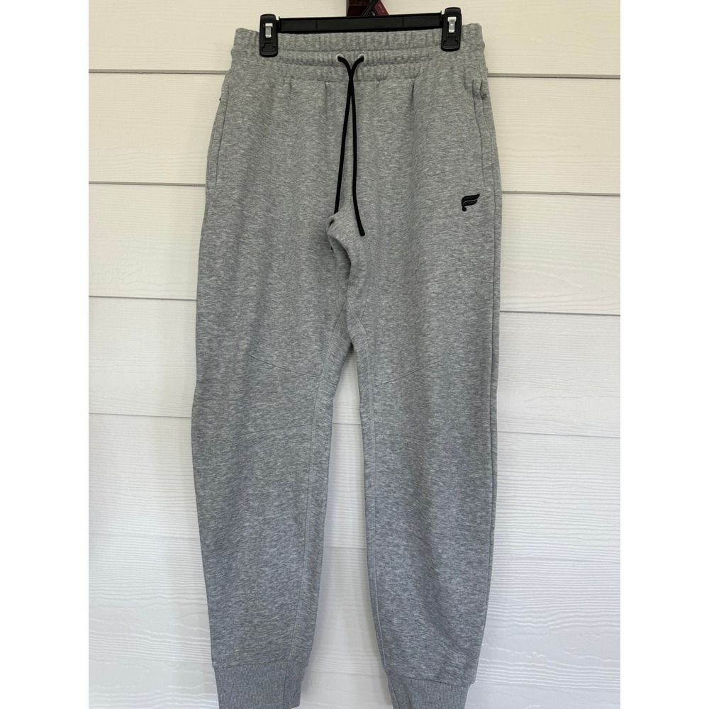 A- 038- Fabletics Mens Heather Grey Fleece Joggers Athletic Sweatpants Size Md